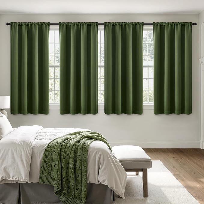 MIULEE Olive Green Blackout Curtains 4 Panels Set 72 Inch Length Bedroom | by MIULEE