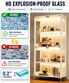 Display Cabinet with Glass Doors, 4-Tier Curio Cabinet, Adjustable Shelves - Image 6