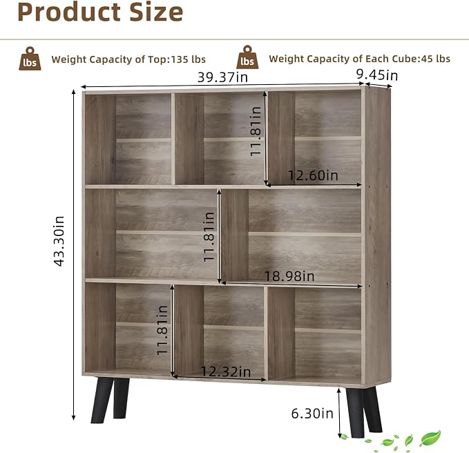 LEYAOYAO 8 Cube Bookshelf, 3 Tier Bookcase - Image 2