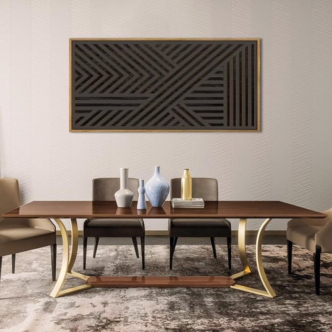 IARTTOP Extra Large Wood Black Wall Art 20x40 Inch Framed Abstract Geometric - Image 5