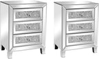 VINGLI Mirrored Nightstand Set of 2, Mirrored Side/End Table by VINGLI