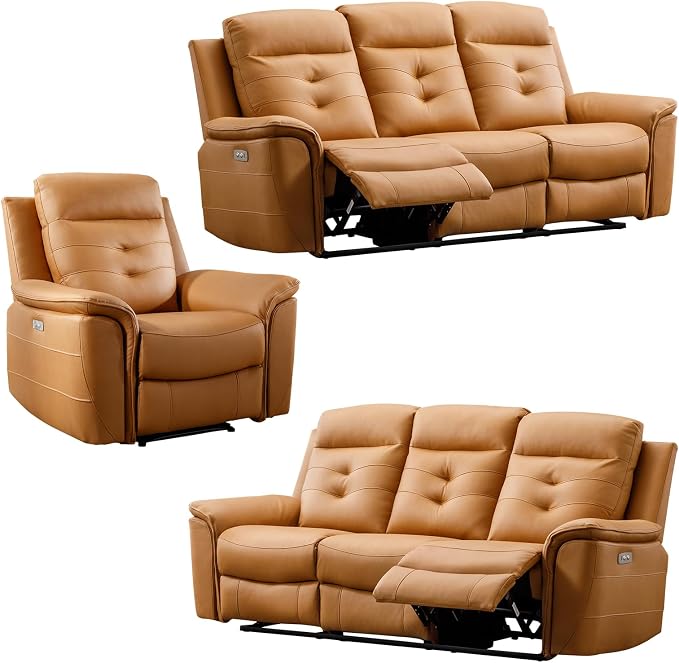 ANJ 3-Piece Faux Leather Power Recliner Sofa Set - Image 8