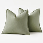 MIULEE Decorative Linen Euro Sham Pillow Covers 22x22 Inch Sage Green | Boho - Image 6
