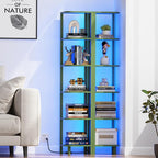 TUTOTAK Corner Shelf with LED Light, 6-Tier Corner Bookshelf - Image 7