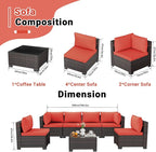 CHABATREE 7pcs Outdoor Patio Furniture Sets, Rattan Conversation Sectional Set - Image 2