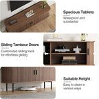 55''W Walnut Cabinet with Storage, Media Console, Tambour TV Stand, Television - Image 4