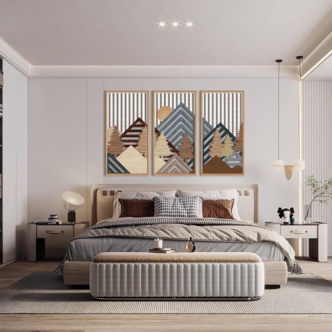IARTTOP Large Mountain Wood Wall Art 16"x32"x3 Abstract Forest Wall Sculpture - Image 3