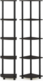 Furinno TURN-N-TUBE Corner Shelf Set of 2, 5-Tier Corner Bookshelf, Open - Image 6
