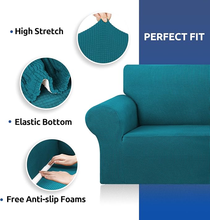 Stretch Oversized Couch Covers for Sofa Slipcover, Peacock Blue | 1-Piece - Image 6