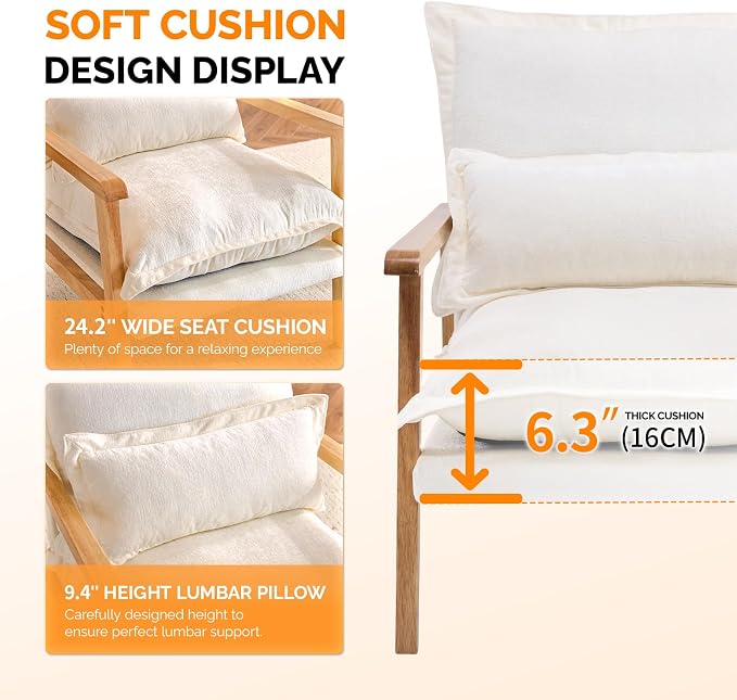 VINGLI Mid-Century Modern Cloud Accent Armchairs Set of 2 - Image 7