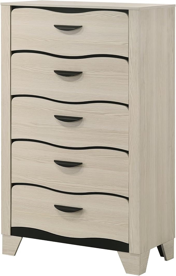 Kings Brand Furniture Brielle 6-Piece King Bedroom Set – Modern Wood Bed Frame - Image 4
