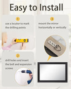 Black Wood Mirror for Bathroom, Rectangle Rustic 24 x 36 inch Vanity Mirror for - Image 6