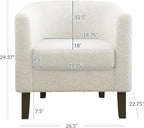 BELLEZE Accent Barrel Chair, Linen Round Chair Club Tub Sofa Corner Chair - Image 2