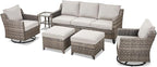 6 Piece Outdoor Patio Wicker Furniture Sets-High Back Outdoor Conversation Set - Image 9