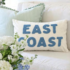 Blue Coastal Tufted Embroidery Throw Pillow Cover 12x20, Coastal Room Decor - Image 2