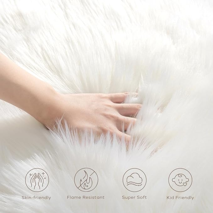 Ashler Faux Fur Rug, Fluffy Shaggy Area Rug Ultra Soft 6 x 9 Feet Rectangle Fur - Image 7