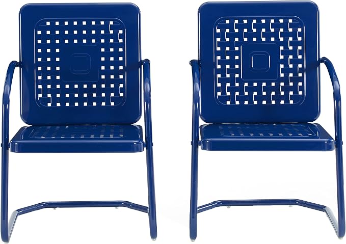 Crosley Furniture Bates 2-Piece Outdoor Chair Set, Retro Metal Patio Chairs - Image 4
