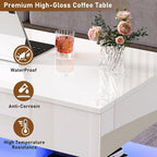 39.4" Large Lift Top Coffee Table, Modern High Glossy LED Coffee Tables - Image 8