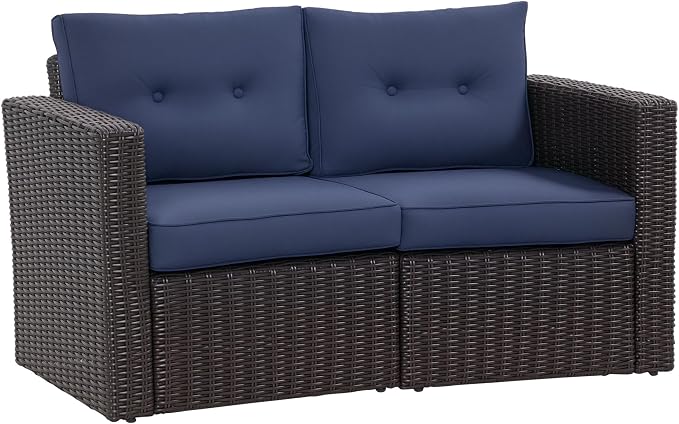 Outsunny 2 Piece Patio Wicker Corner Sofa Set, Outdoor PE Rattan Furniture by Outsunny