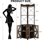 Corner Bar Cabinet with LED Lights and Power Outlet, 63 Inch, 5-Tier Industrial - Image 2