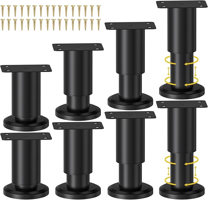 Wlrrcwdttc 8 Pcs Metal Adjustable Furniture Legs 3.15-4.72 inch, Adjustable by Wlrrcwdttc