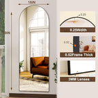 HARRITPURE 59"x16" Arched Full Length Mirror, Arch Floor Mirror - Image 4