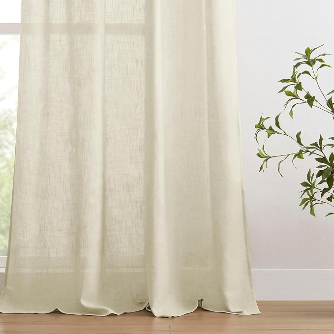 Joydeco Linen Curtains 96 inches Long 2 Panels Set, Light Filtering Curtains - Image 4