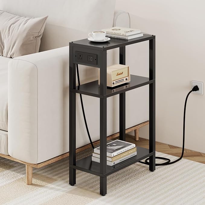 TUTOTAK Narrow Side Table with Charging Station, Small End Table with USB Ports - Image 2