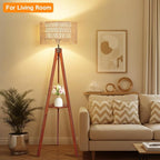OUTON Boho Rattan Tripod Floor Lamp - Image 8
