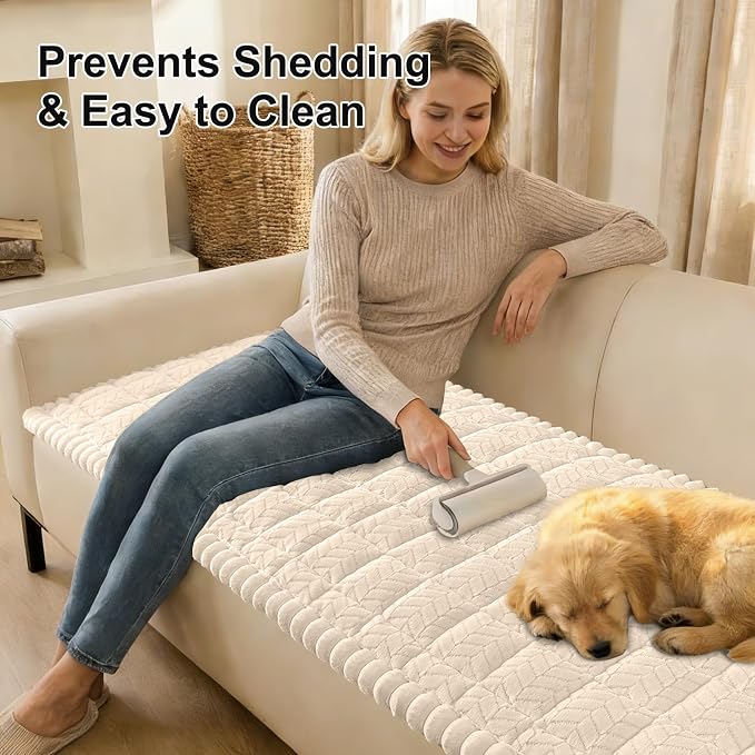 Smiry Couch Cover for Dogs, Non Slip Fuzzy Pet Sofa Arm Covers Washable | Sofa - Image 3