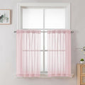 Blush Pink Sheer Curtains 36 inch Length 2 Panels Set, Light Filtering Voile by OVZME