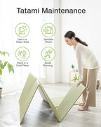 FULI Japanese Tatami Mattress, Foldable Igusa Rush Grass Tatami Rug, Natural - Image 7