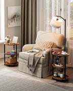 Round Side Table with Lamp and USB Ports, 3-Tier Small End Table - Image 6