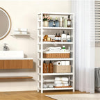 VASMIA 6-Tier Bamboo Shelf, Bamboo Storage Shelving Unit, Tall Bookcase - Image 4