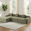 119'' Modular L-Shaped Boneless Sectional, Corduroy Deep Seat Cloud Sectional by WENTUM