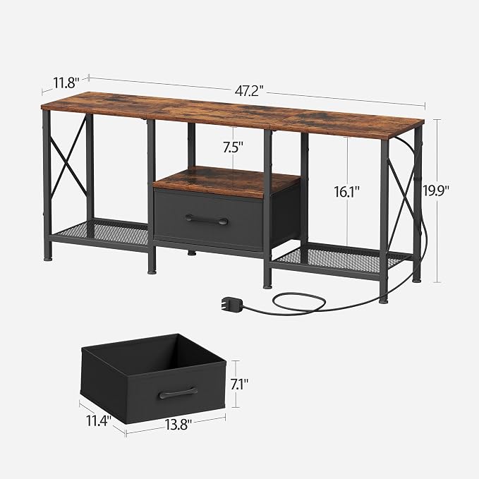 JARHETUN LED TV Stand with Fabric Drawer, Entertainment Center - Image 3