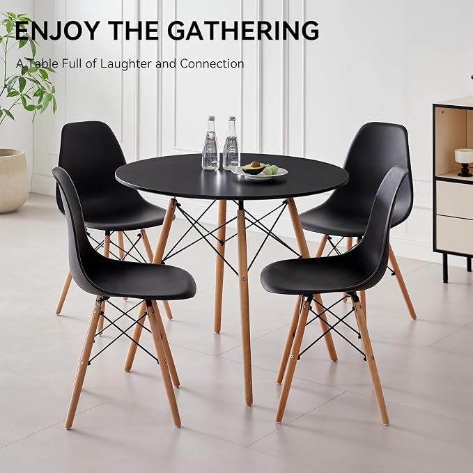 5-Piece 35.5" Round Dining Table Set, Small Kitchen Table Chairs Set of 4 - Image 7