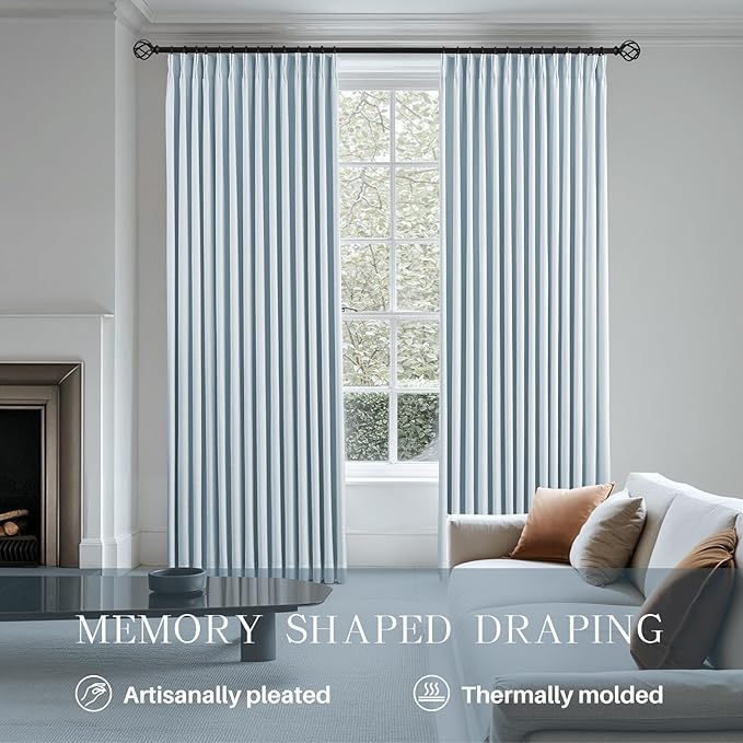 Pinch Pleated Linen Curtains 100% Blackout 84 Inches Long - Image 3
