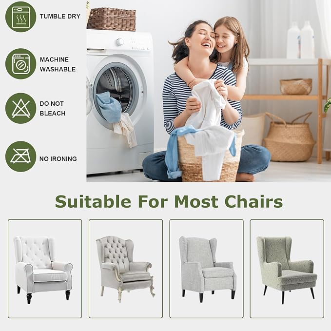HAOYONG Velvet Wingback Armchair Covers 2-Piece Elastic Stretch Wingback Chair - Image 6