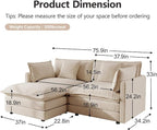 mikibama Modular Sectional Sofa, 76.4 Inch L Shaped Couch Set - Image 2
