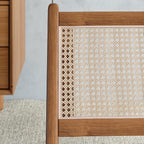 homary Mid Century Modern Chair Japandi Walnut Rattan and Wood Lounge Chairs - Image 8