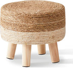 Cpintltr Foot Stool Natural Seagrass Hand Weave Poufs Round Ottoman - Image 4
