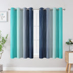 Navy Blue and Teal Gradient Blackout Curtains - Image 2