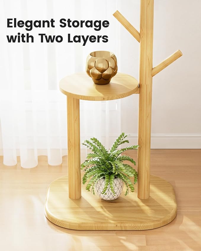 Pipishell Coat Rack, Freestanding Hall Tree - Image 3