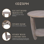 COZAYH Set of 2 Rustic Farmhouse End Tables - Image 5