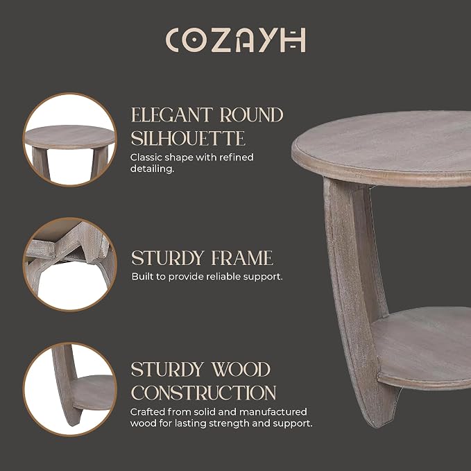 COZAYH Set of 2 Rustic Farmhouse End Tables - Image 5