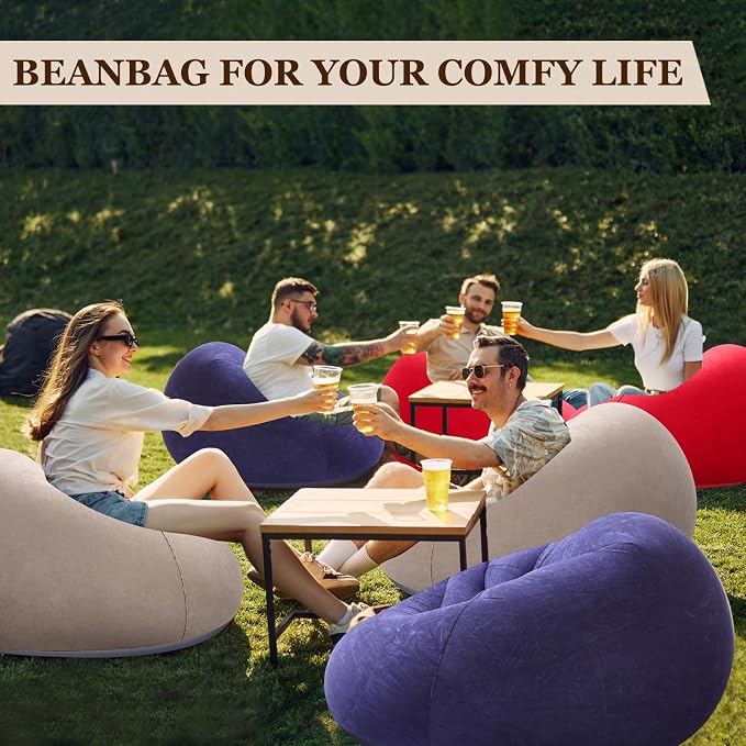 Realspring Inflatable Bean Bag Chairs Outdoor Blow up Camping Chairs Inflatable - Image 7