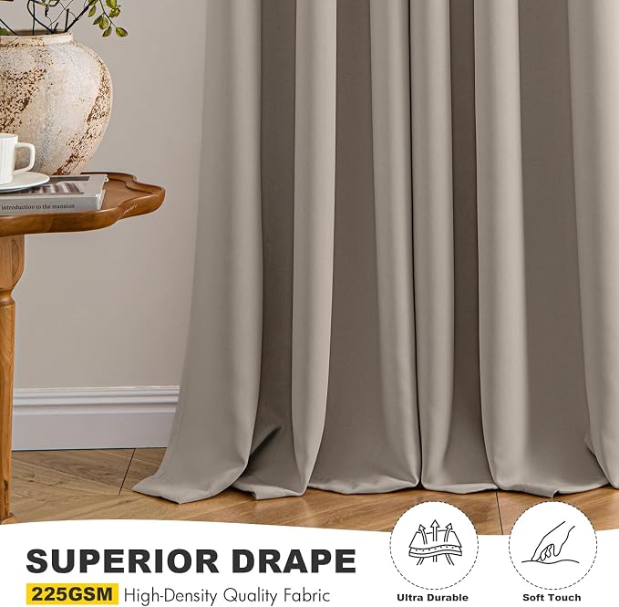 MIULEE Blackout Curtains for Bedroom 2 Panels 40 x 72 Inch Long Stone | Thermal - Image 5