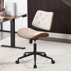 Armless Home Office Chair with Wheels, PU Leather Adjustable Height Computer - Image 4