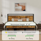 King Metal Bed Frame with Wooden Headboard and Footboard, Heavy Duty Platform - Image 8